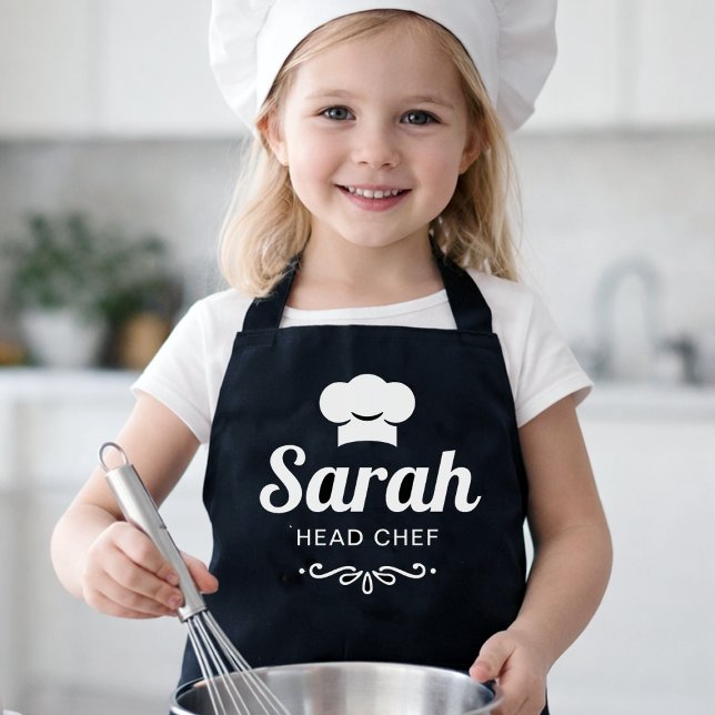 Matching Head Chef Sous Chef Family Custom Names Apron (Mom and Child Matching Chef Aprons for Cooking Together)