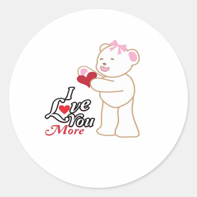 Matching Honeymoon Love You More Couple Style  Classic Round Sticker (Front)