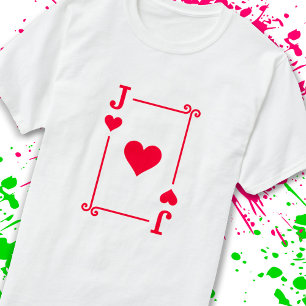 Matching Jack Hearts Suit Playing Cards Modern T-Shirt