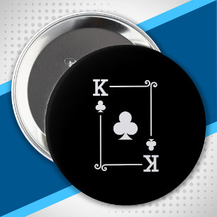 Matching King Clubs Suit Playing Cards Modern 10 Cm Round Badge