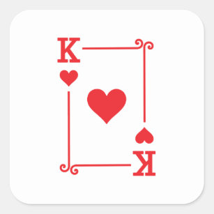 Matching King Hearts Suit Playing Cards Modern Square Sticker