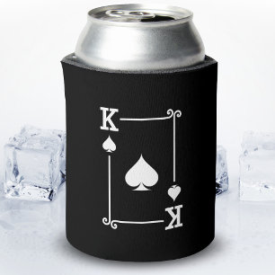 Matching King Spades Suit Playing Cards Modern Can Cooler