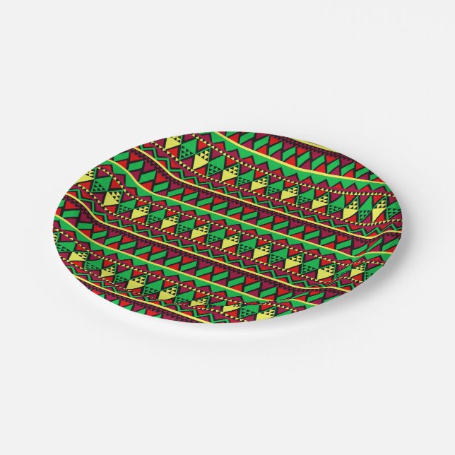Matching Kwanzaa Yellow Red Black Green 7" Paper Plate (Angled)