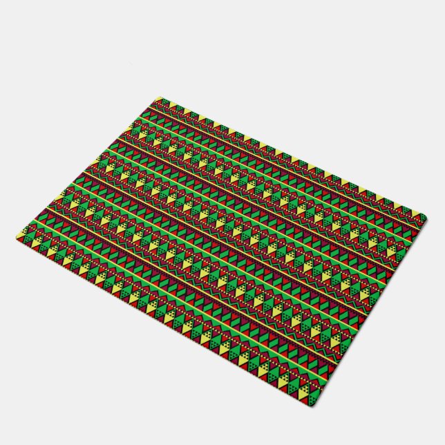 Matching Kwanzaa Yellow Red Black Green Doormat (Angled)