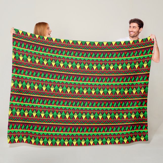 Matching Kwanzaa Yellow Red Black Green Large Fleece Blanket (In Situ)