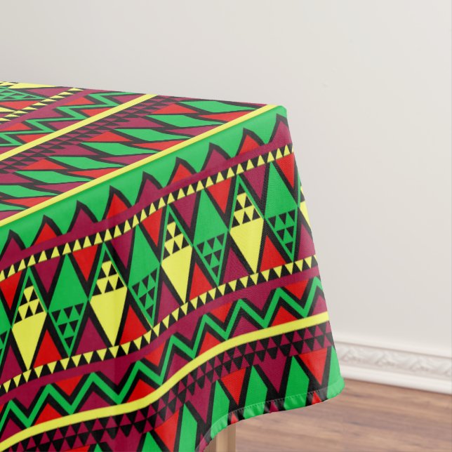 Matching Kwanzaa Yellow Red Black Green Medium Tablecloth (In Situ)
