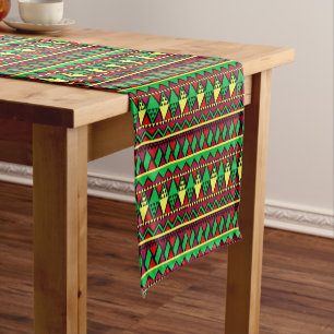 Matching Kwanzaa Yellow Red Black Green Short Table Runner