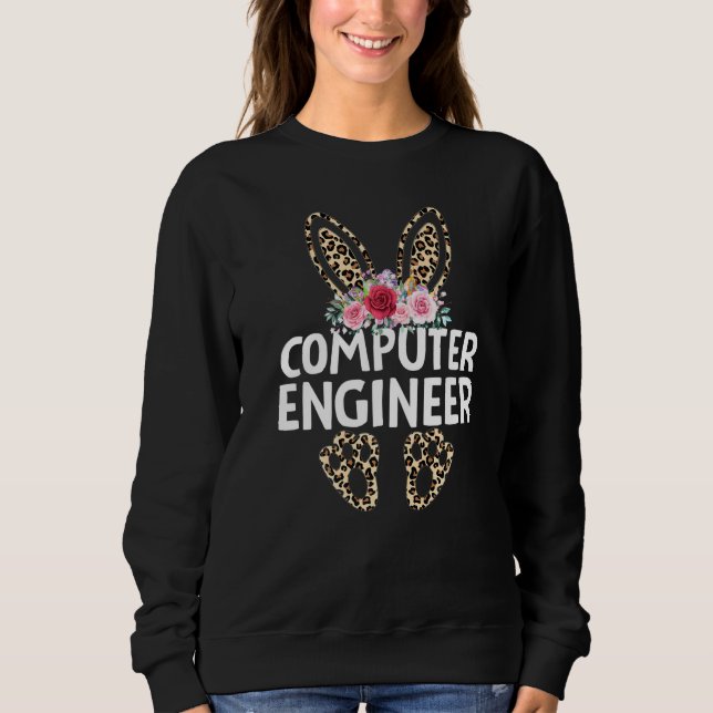Matching Leopard Print Bunny Computer Engineer Eas Sweatshirt (Front)