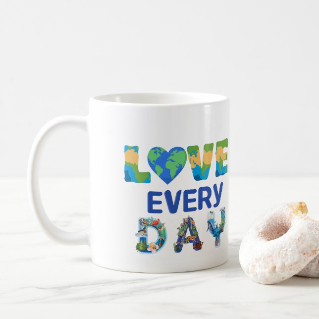 Matching Love Earth Every Day Coffee Mug (With Donut)
