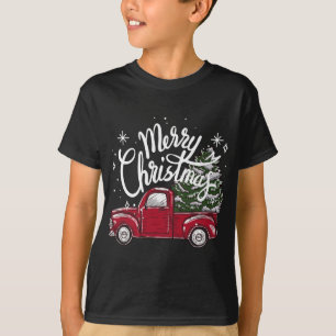 Matching Merry Christmas Tree on Red Truck Car Cos T-Shirt