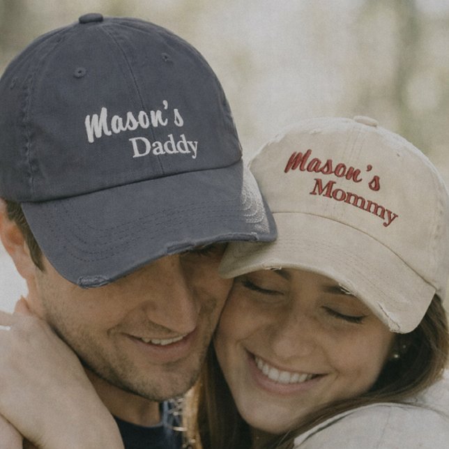 Matching Mommy Daddy embroidered caps set (Creator Uploaded)
