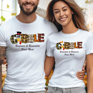 Matching Name Thanksgiving Couple Turkey Gobble A T-Shirt