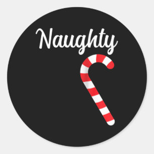 Matching Naughty And Nice Couples Christmas Pajama Classic Round Sticker