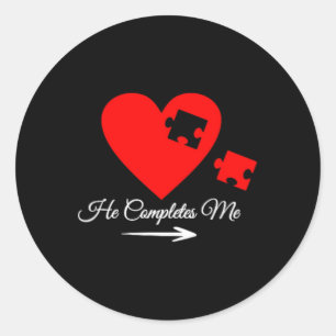 Matching Outfit Husbynd Wife Boyfriend Girlfriend  Classic Round Sticker