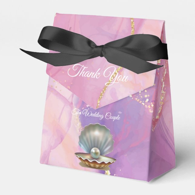 Matching pink Gold & Marble Favour Box (Front Side)