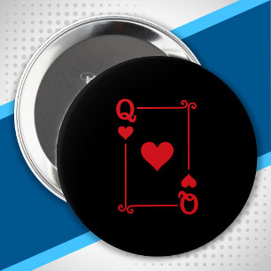 Matching Queen Hearts Suit Playing Cards Modern 10 Cm Round Badge