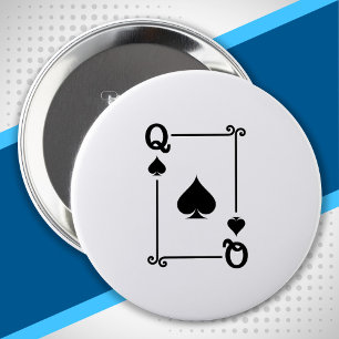 Matching Queen Spades Suit Playing Cards Modern 10 Cm Round Badge