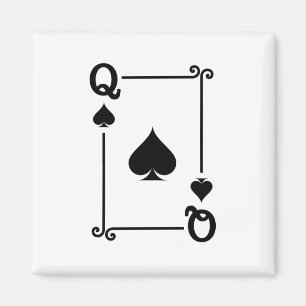 Matching Queen Spades Suit Playing Cards Modern Magnet