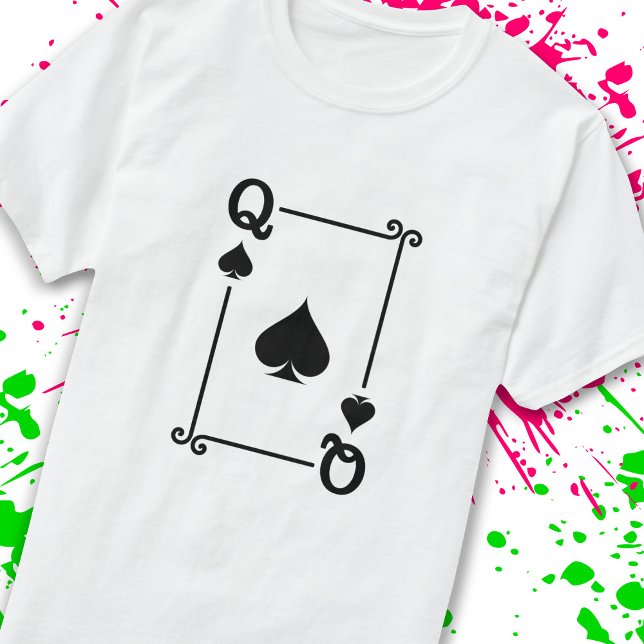 Matching Queen Spades Suit Playing Cards Modern T-Shirt (Creator Uploaded)