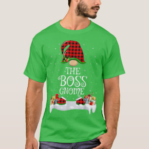 Matching Red Buffalo Plaid The Boss Gnome Christma T-Shirt
