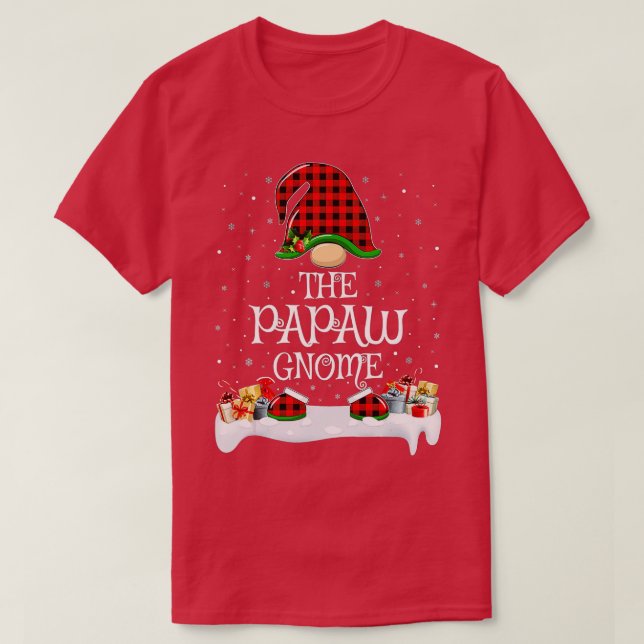 Matching Red Buffalo Plaid The Papaw Gnome Christm T-Shirt (Design Front)