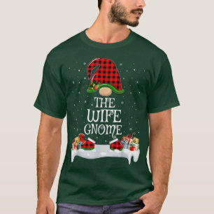 Matching Red Buffalo Plaid The Wife Gnome Christma T-Shirt