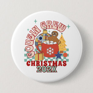 Matching retro cousin crew Christmas kids 7.5 Cm Round Badge