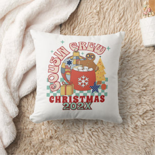 Matching retro cousin crew Christmas kids Cushion