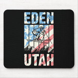 Matching Retro Style Mountain Skiing Eden Utah Tri Mouse Mat
