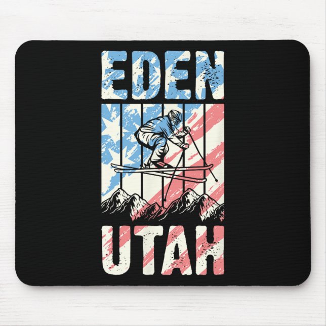 Matching Retro Style Mountain Skiing Eden Utah Tri Mouse Mat (Front)