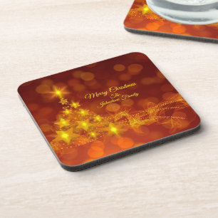 Matching Set Gold Stars Tree Change Name cork back Coaster