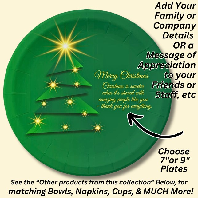 Matching Set Green Tree 20xx Change Name 7" Paper Plate (Creator Uploaded)