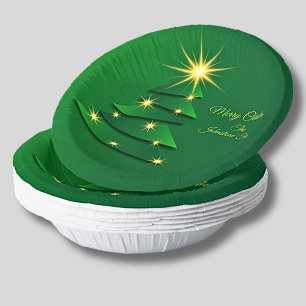Matching Set Green Tree Change Name 20xx Paper Plate