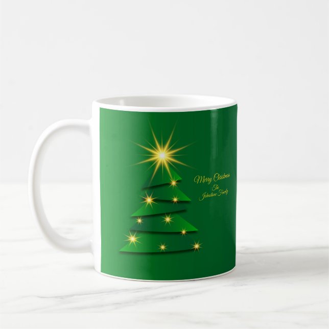Matching Set Green Tree Change Name Coffee Mug (Left)