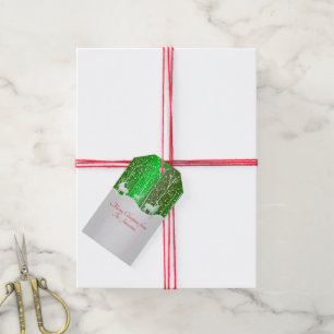 Matching Set White Reindeer Edit Name Green Gift Tags