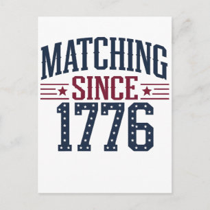 Matching Since 1776 250th Anniversary 4th of July Postcard