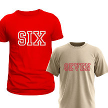 Matching Six and Seven Font Based Couple T-Shirt