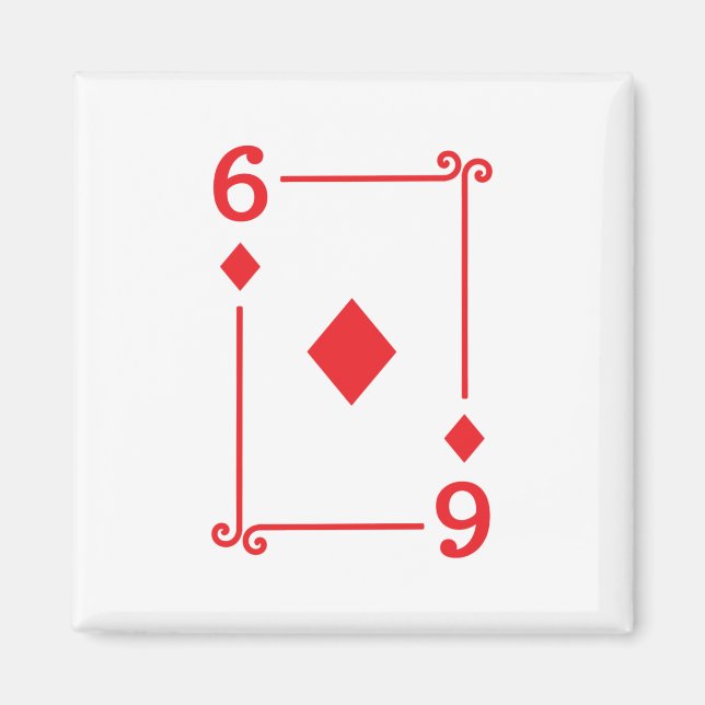 Matching Six Diamonds Suit Playing Cards Modern 6 Magnet (Front)