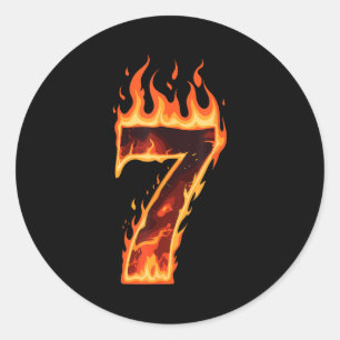 Matching Six Seven Flaming Ice Funny Meme 67 Coupl Classic Round Sticker