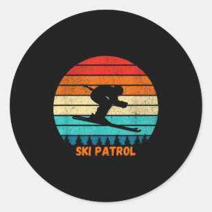 Matching ski patrol ski resort winter skiing sunse classic round sticker