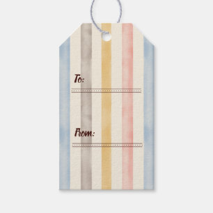 Matching, Subdued Pink, Yellow and Blue Striped Gift Tags