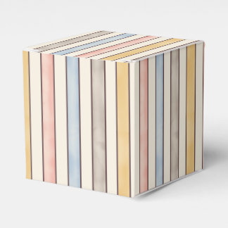 Matching, Subdued Pink, Yellow and Blue Stripes Favour Box