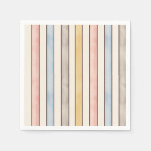 Matching, Subdued Pink, Yellow and Blue Stripes Napkin