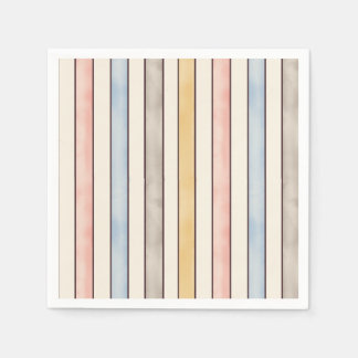 Matching, Subdued Pink, Yellow and Blue Stripes Napkin