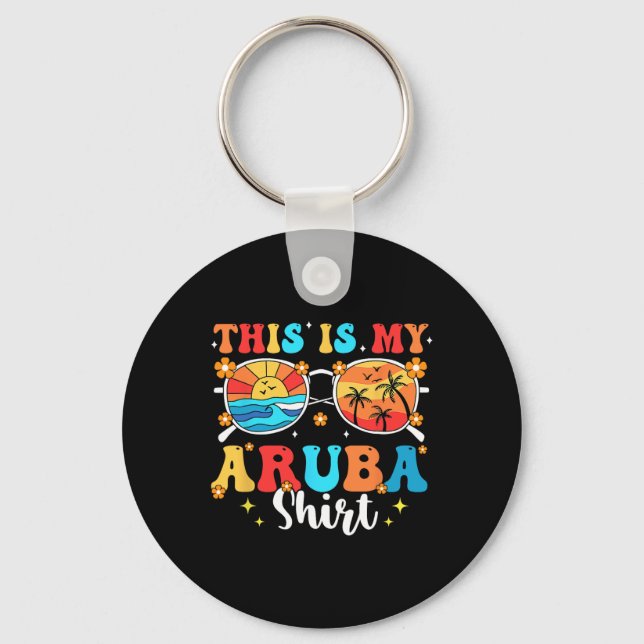Matching Summer Family Vacation Beach Trip Aruba  Key Ring (Front)