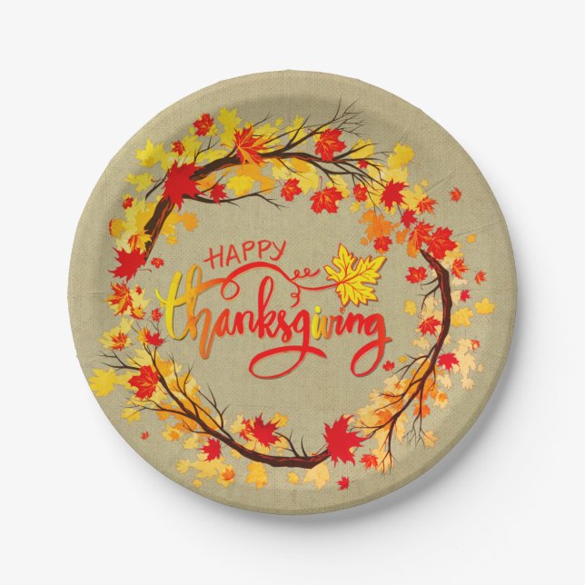 Matching Thanksgiving Autumn Leaf Tones 7" (small) Paper Plate (Front)