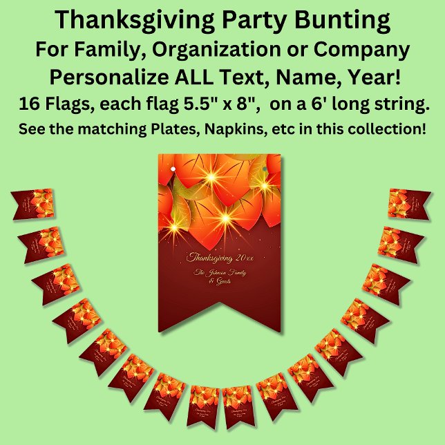 Matching Thanksgiving Orange Leaf Name Year Bunting (Creator Uploaded)