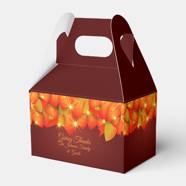 Matching Thanksgiving Orange Leaf Name Year Favour Favour Box (Front Side)