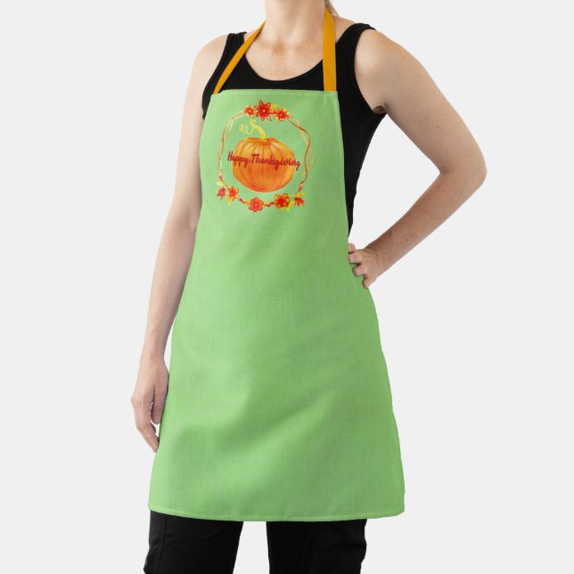 Matching Thanksgiving Pumpkin on Green Apron (Insitu)