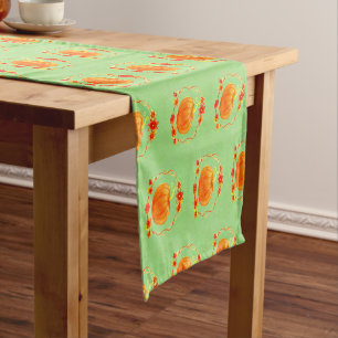 Matching Thanksgiving Watercolor Pumpkin 14" x 72" Short Table Runner